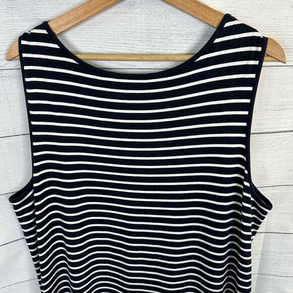 J Jill Womens size XL Striped Blue White Maxi Sleeveless Dress Pima Cotton Modal - Picture 7 of 10